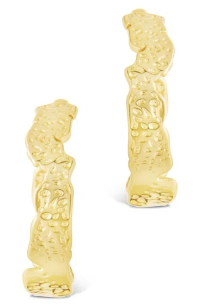 Sterling Forever Mary Textured Hoop Earrings In Gold