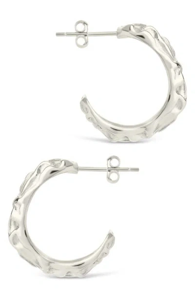 Sterling Forever Muna Ridged Hoop Earrings In White
