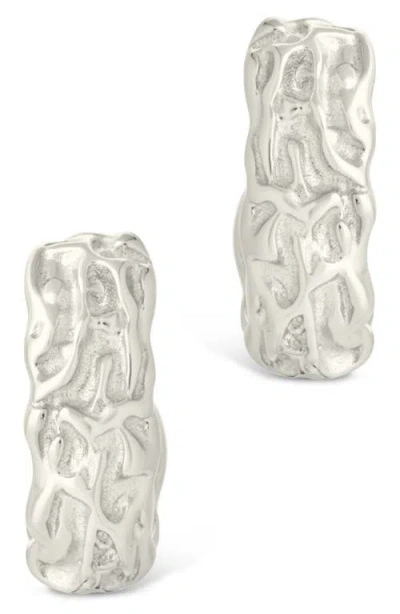 Sterling Forever Muna Ridged Hoop Earrings In White