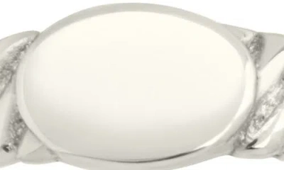 Sterling Forever Dixie Ribbed Signet Ring In Gray