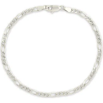Sterling Forever Figaro Chain Bracelet In Metallic