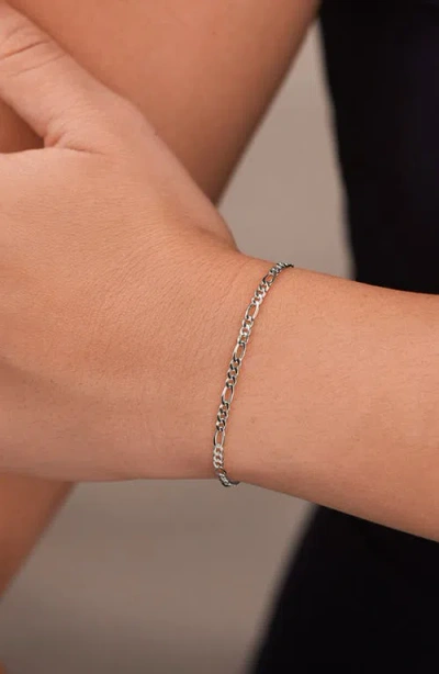 Sterling Forever Figaro Chain Bracelet In Metallic