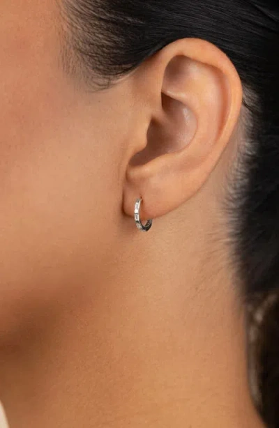 Sterling Forever Cubic Zirconia Baguette Hoop Earrings In Silver