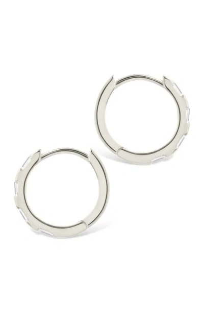 Sterling Forever Cubic Zirconia Baguette Hoop Earrings In Silver
