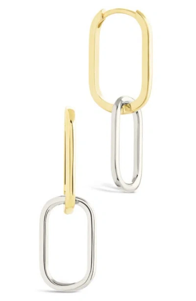 Sterling Forever Raleigh Link Drop Hoop Earrings In Gold