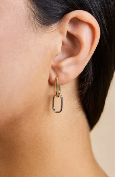 Sterling Forever Raleigh Link Drop Hoop Earrings In Gold