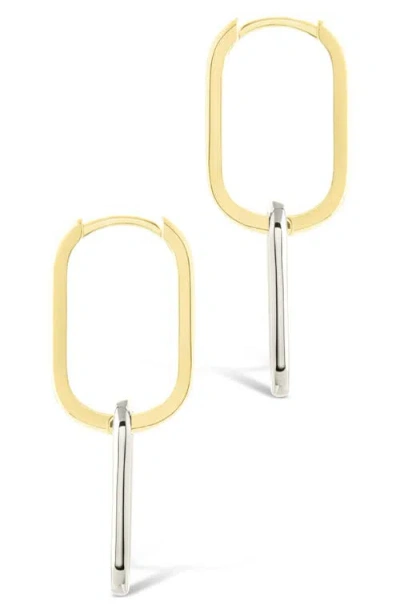 Sterling Forever Raleigh Link Drop Hoop Earrings In Gold