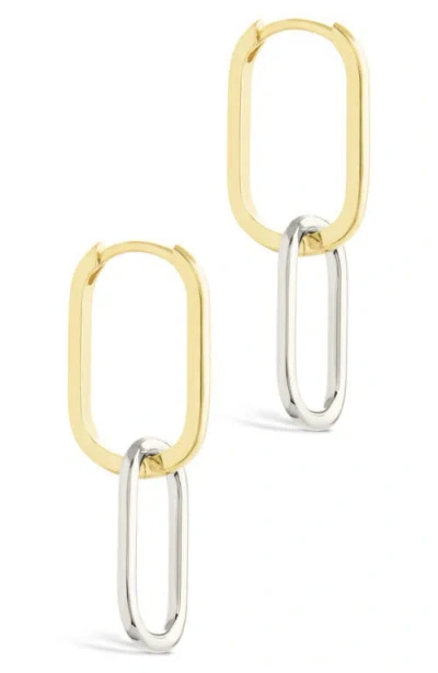 Sterling Forever Raleigh Link Drop Hoop Earrings In Gold