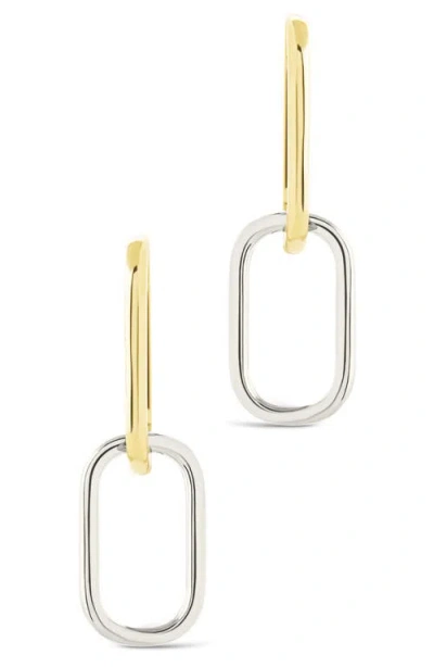 Sterling Forever Raleigh Link Drop Hoop Earrings In Gold