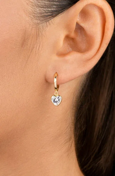 Sterling Forever Sterling Silver Lizzy Cz Heart Drop Earrings In Brown