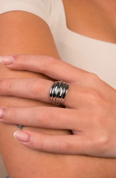 Sterling Forever Skylar Layered Statement Ring In Silver