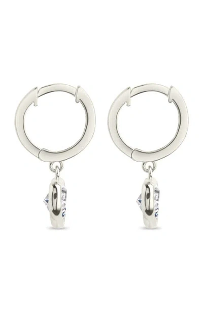 Sterling Forever Lizzy Heart Drop Hoop Earrings In Metallic