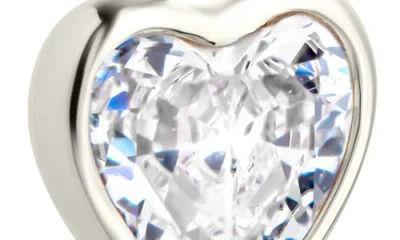 Sterling Forever Lizzy Heart Drop Hoop Earrings In Metallic