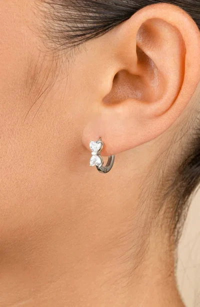 Sterling Forever Ravenna Cubic Zirconia Hoop Earrings In Metallic