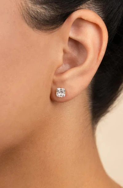 Sterling Forever Cushion-cut Cubic Zirconia Stud Earrings In Gold