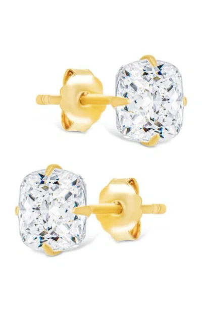 Sterling Forever Cushion-cut Cubic Zirconia Stud Earrings In Gold