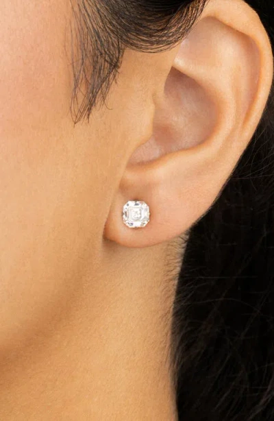 Sterling Forever Asscher-cut Cubic Zirconia Stud Earrings In Gray