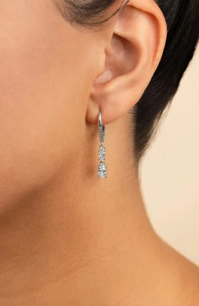 Sterling Forever Liesel Cubic Zirconia Drop Lever Back Earrings In Gray