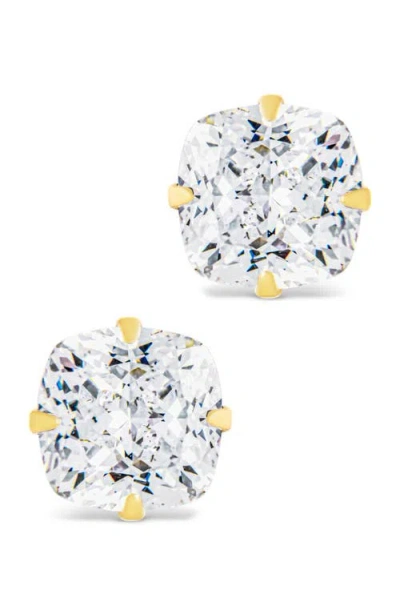 Sterling Forever Cushion-cut Cubic Zirconia Stud Earrings In Gold