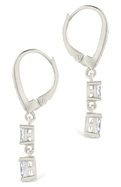 Sterling Forever Liesel Cubic Zirconia Drop Lever Back Earrings In Gray