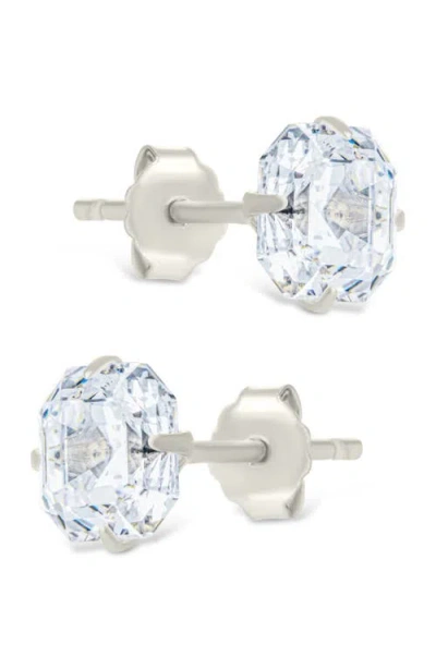 Sterling Forever Asscher-cut Cubic Zirconia Stud Earrings In Gray