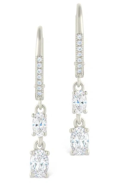 Sterling Forever Liesel Cubic Zirconia Drop Lever Back Earrings In Gray