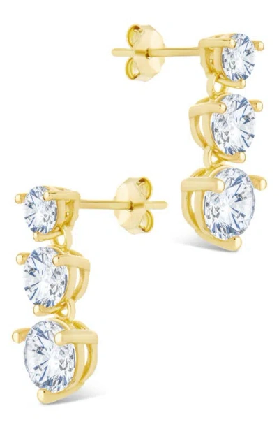 Sterling Forever 14k Over Silver Cz Opaline Brilliant Cut Stud Earrings In Gold