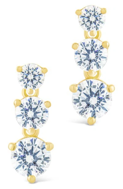 Sterling Forever 14k Over Silver Cz Opaline Brilliant Cut Stud Earrings In Gold