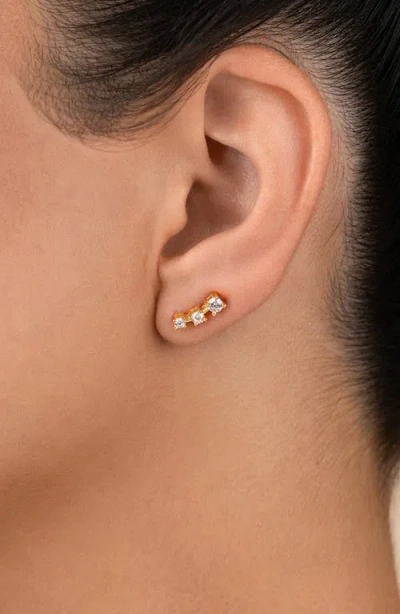 Sterling Forever Cubic Zirconia Mini Ear Crawlers In Gold