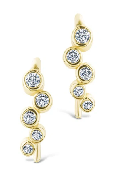 Sterling Forever Talia Bezel Cubic Zirconia Ear Crawlers In Gold