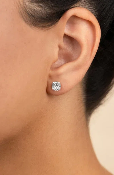 Sterling Forever Cushion-cut Cubic Zirconia Stud Earrings In Silver