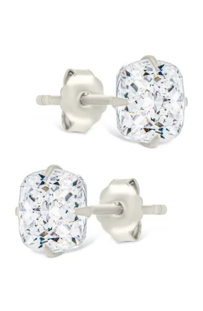 Sterling Forever Cushion-cut Cubic Zirconia Stud Earrings In Silver