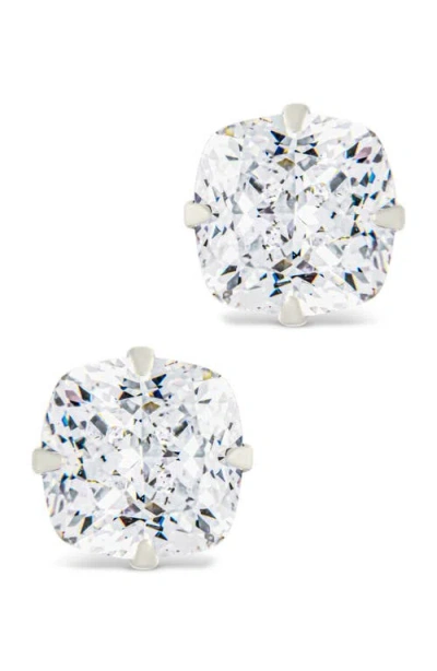 Sterling Forever Cushion-cut Cubic Zirconia Stud Earrings In Silver