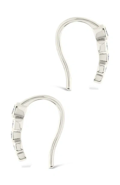Sterling Forever Talia Bezel Cubic Zirconia Ear Crawlers In Metallic