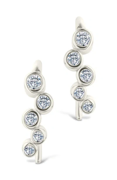 Sterling Forever Talia Bezel Cubic Zirconia Ear Crawlers In Metallic