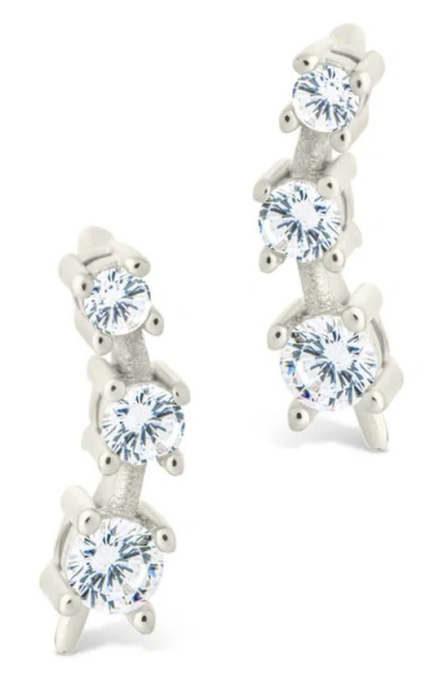 Sterling Forever Cubic Zirconia Mini Ear Crawlers In Metallic