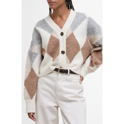 Barbour Silvia Diamond Jacquard Wool Blend Cardigan In Multi