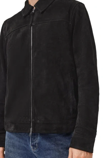 Allsaints Mens Rhone Collared Suede Jacket Black