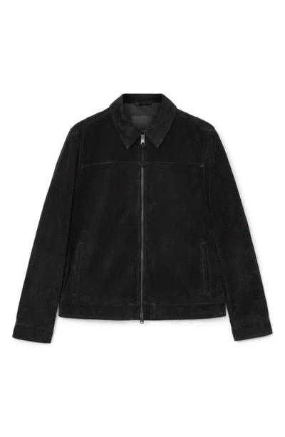 Allsaints Mens Rhone Collared Suede Jacket Black