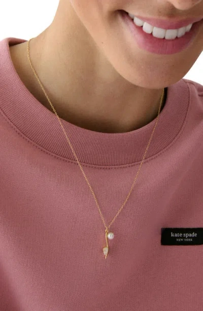 Kate Spade Cubic Zirconia And Imitation Pearl Life Of The Party Necklace In Gold