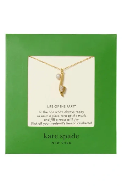 Kate Spade Cubic Zirconia And Imitation Pearl Life Of The Party Necklace In Gold