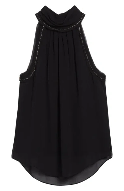 Veronica Beard Tanisha Beaded Mock Neck Top In Black