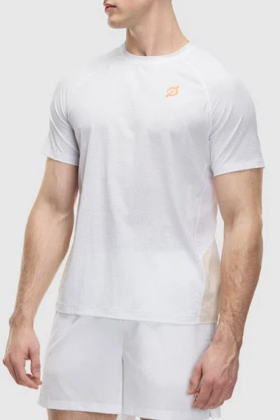 Peloton Grid Jacquard Colorblock Short Sleeve Tee In White