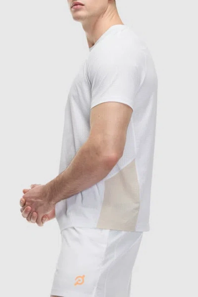 Peloton Grid Jacquard Colorblock Short Sleeve Tee In White