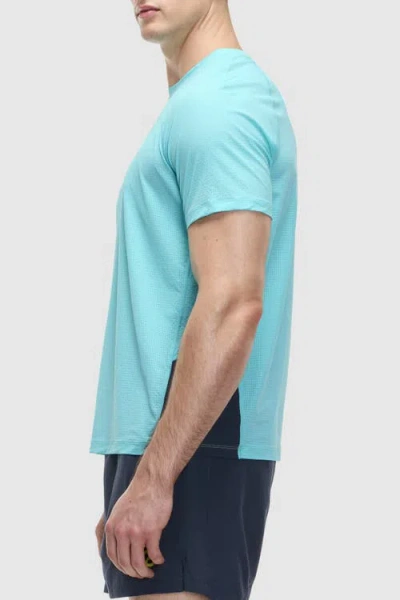 Peloton Grid Jacquard Colorblock Short Sleeve Tee In Blue
