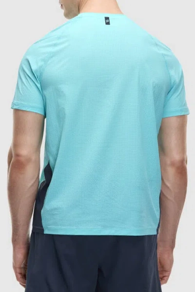 Peloton Grid Jacquard Colorblock Short Sleeve Tee In Blue