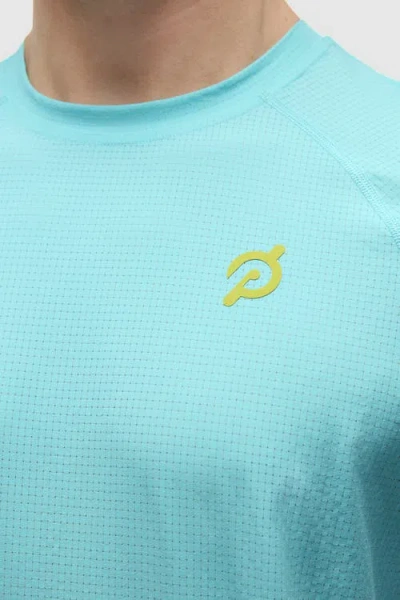 Peloton Grid Jacquard Colorblock Short Sleeve Tee In Blue