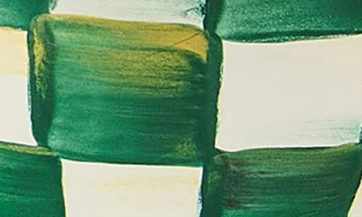 Mackenzie-childs Mackenzie Childs Emerald Check Enameled Steel Triplicity Bowls & Stand Set In Green