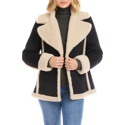 Karen Kane Faux Shearling Jacket In Black