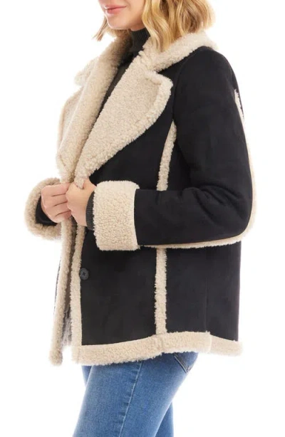 Karen Kane Faux Shearling Jacket In Black